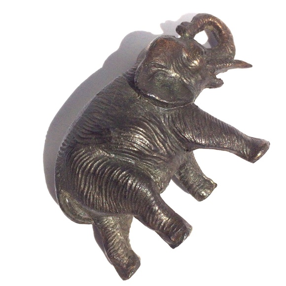 Vintage Miniature Elephant Figurine with Trunk Up  -  Solid Cast Metal - Picture 6 of 9